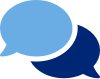 Blue icon of two overlapping comment bubbles