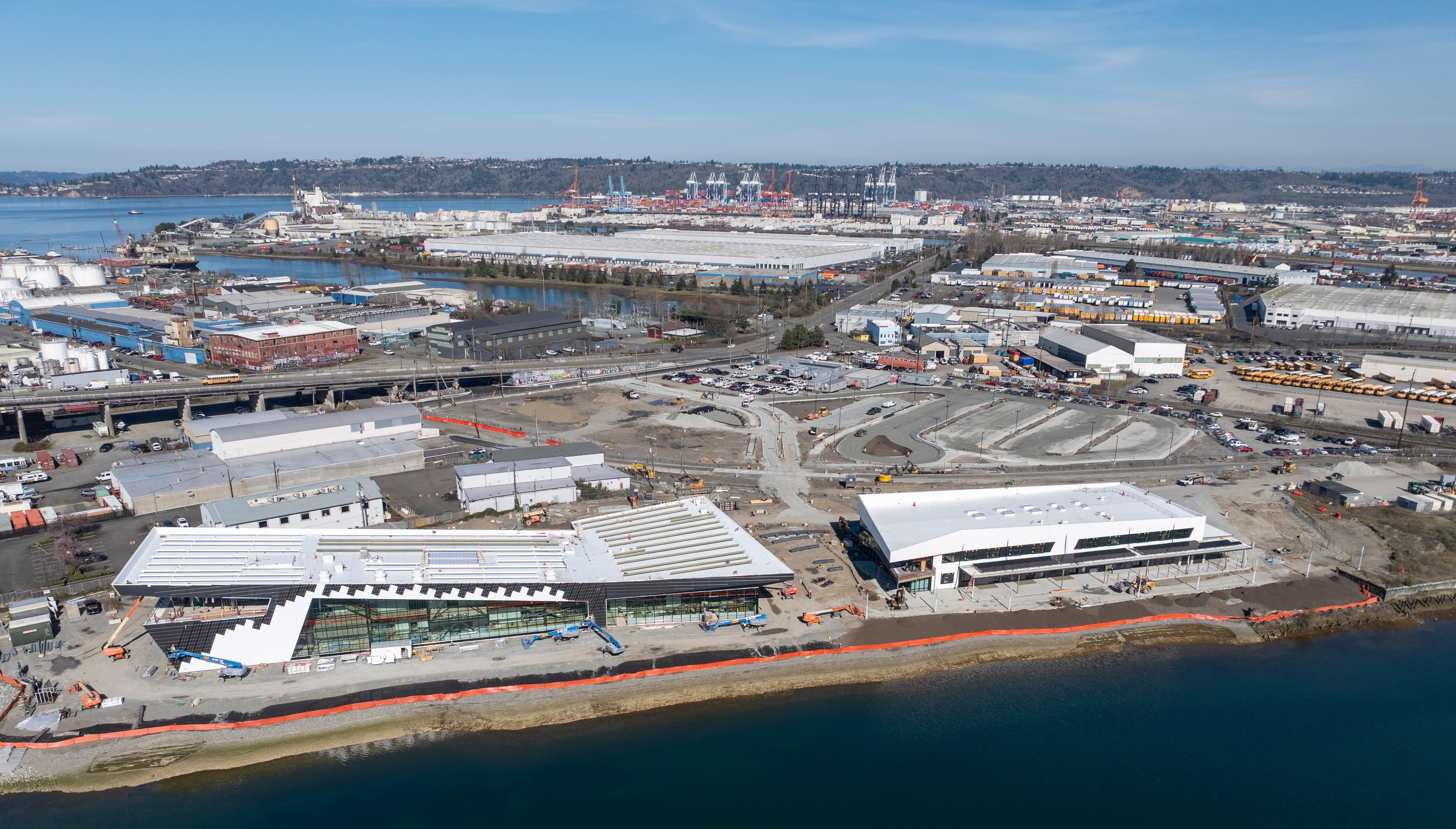 Aerial shot of the Maritime Center construction site